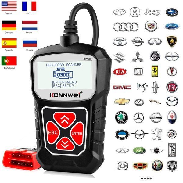 Діагностичний автосканер Konnwei kw310 для читання та видалення кодів помилок двигуна 00186 фото